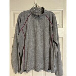 Orvis Trout Bum 1/4 Zip Pullover Womens Size Medium XL Gray Purple Long Sleeve